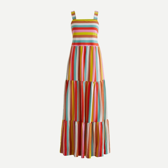 J. Crew Dresses & Skirts - 🆕️ J Crew Rainbow Maxi Tiered dress Stripes